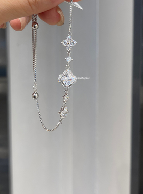 秋十一Acc 轻奢感blingbling超闪钻钻四叶花手链