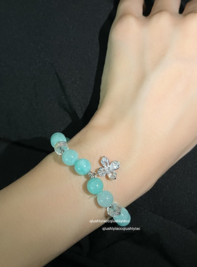 其他女铜合金锆石日韩天蓝色手链