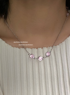 其他锆石铜合金女粉色项链