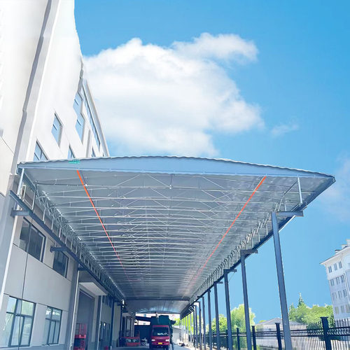 工厂厂房大型加厚电动推拉棚蓬遥控器折叠轨道篮球场伸缩物流通道 - 图0