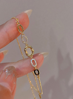 名媛气质轻奢风锆石手链小众设计感ins抽拉手串个性百搭手饰