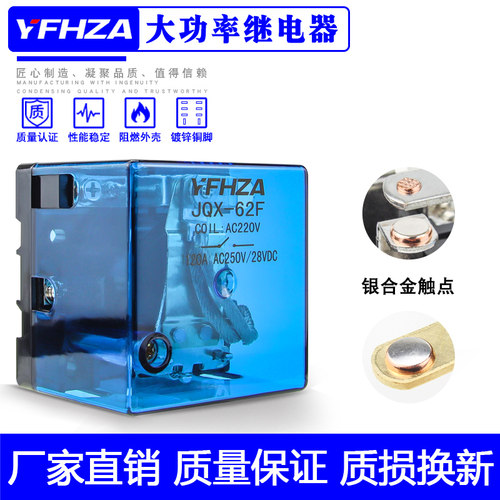 大功率继电器JQX-62F 1Z大电流80A120A DC12 24 AC220V一开一闭 - 图1