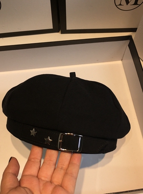 贝雷帽女英伦复古春秋日系黑白色