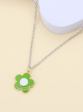 跨境新品枫叶吊坠项链简约甜美毛衣链个性夏季服装搭配儿童饰品