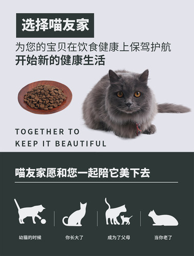 喵友家天然猫粮成猫通用500g增肥发腮英短暹罗蓝猫饭沉水主粮1斤 - 图2