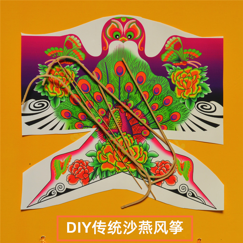 DIY传统观赏沙燕风筝手工涂鸦空白绘画散骨架益智制作组装材料包-图1