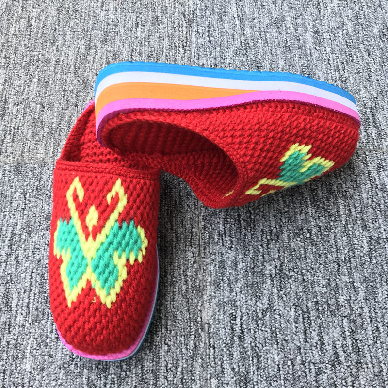 冬季纯手工编织男女居家毛线鞋结婚拖鞋成品保暖防滑毛线拖鞋成品,淘宝优惠券,粉丝福利购,淘宝优惠卷