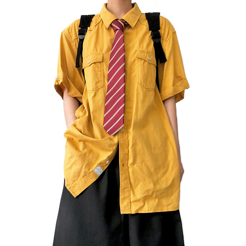 美式街头复古红色赤金条纹手打领带女宽基础百搭学生拍照休闲搭配,淘宝优惠券,粉丝福利购,淘宝优惠卷