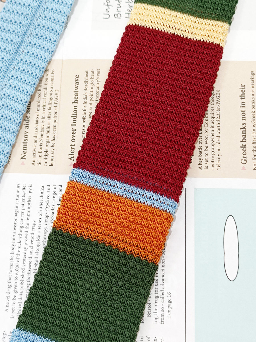 MIMI撞色蓝红黄橙墨绿横条纹五彩领带女手打款毛线针织休闲学院风,淘宝优惠券,粉丝福利购,淘宝优惠卷