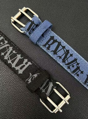 Vintage中古哥特字体破坏铆钉牛仔皮带复古黑灰色街头vibe风Y2K