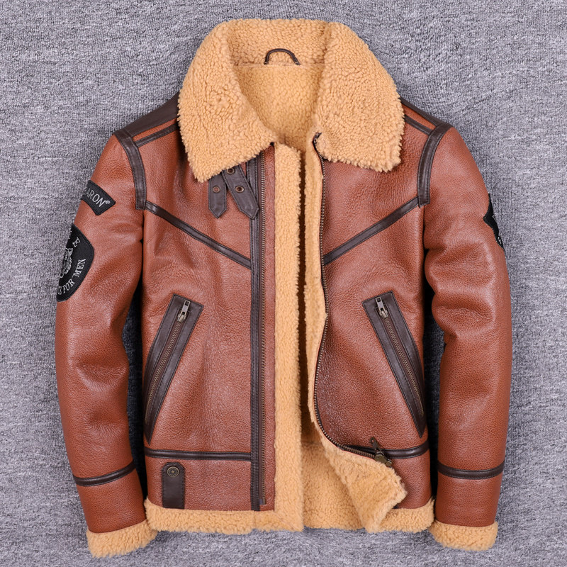 飞行员原生态皮毛一体男短款外套真毛真皮皮衣冬季翻领皮草夹克潮,淘宝优惠券,粉丝福利购,淘宝优惠卷