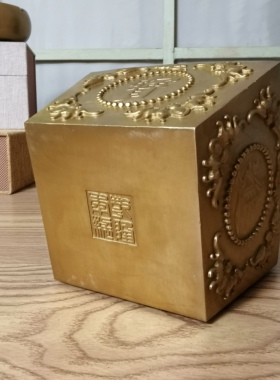 纯铜斗摆件黄铜工艺品家居装饰客厅玄关电视柜桌面摆放雕招财进宝