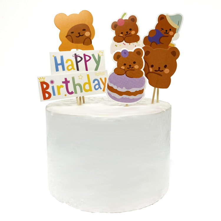 韩国INS可爱小熊蛋糕装饰插牌套装 生日派对甜品台布置烘焙插件 - 图3
