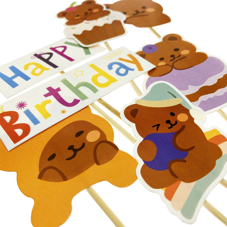 韩国INS可爱小熊蛋糕装饰插牌套装 生日派对甜品台布置烘焙插件 - 图2