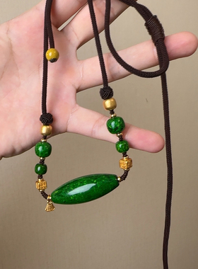 新中式中古复古国风天珠仿轧角项链编织项链气质显白可延长调节