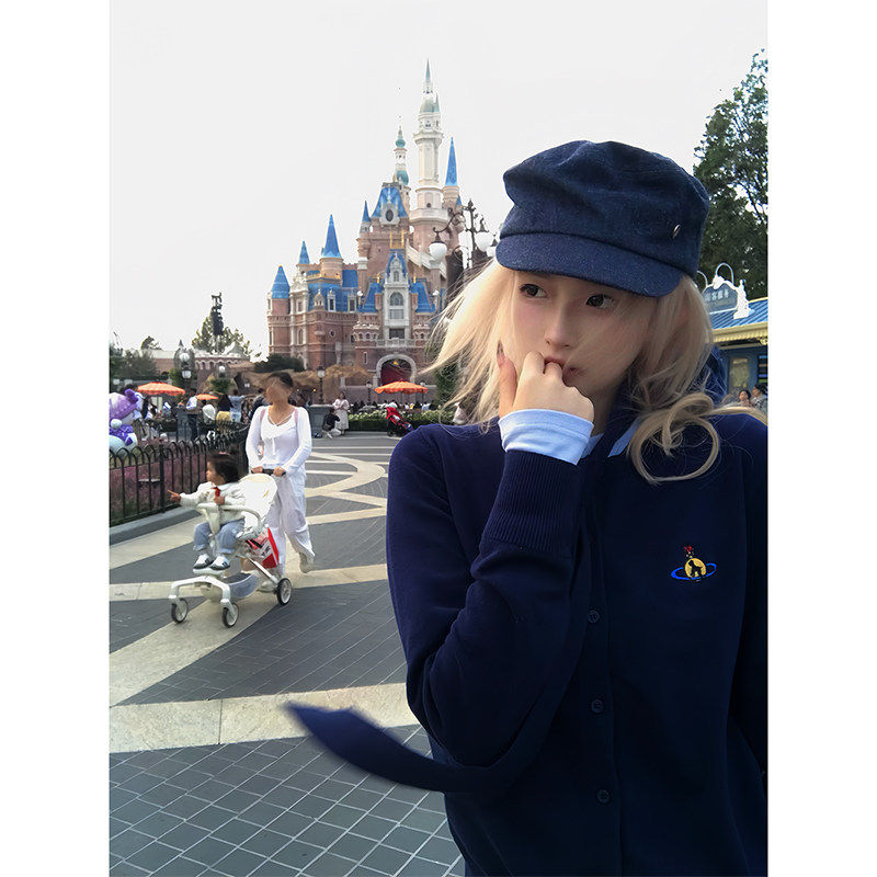 Thas9i九亿 美式甜豆 慵懒风软糯刺绣毛衣女秋冬针织开衫两穿外套,淘宝优惠券,粉丝福利购,淘宝优惠卷