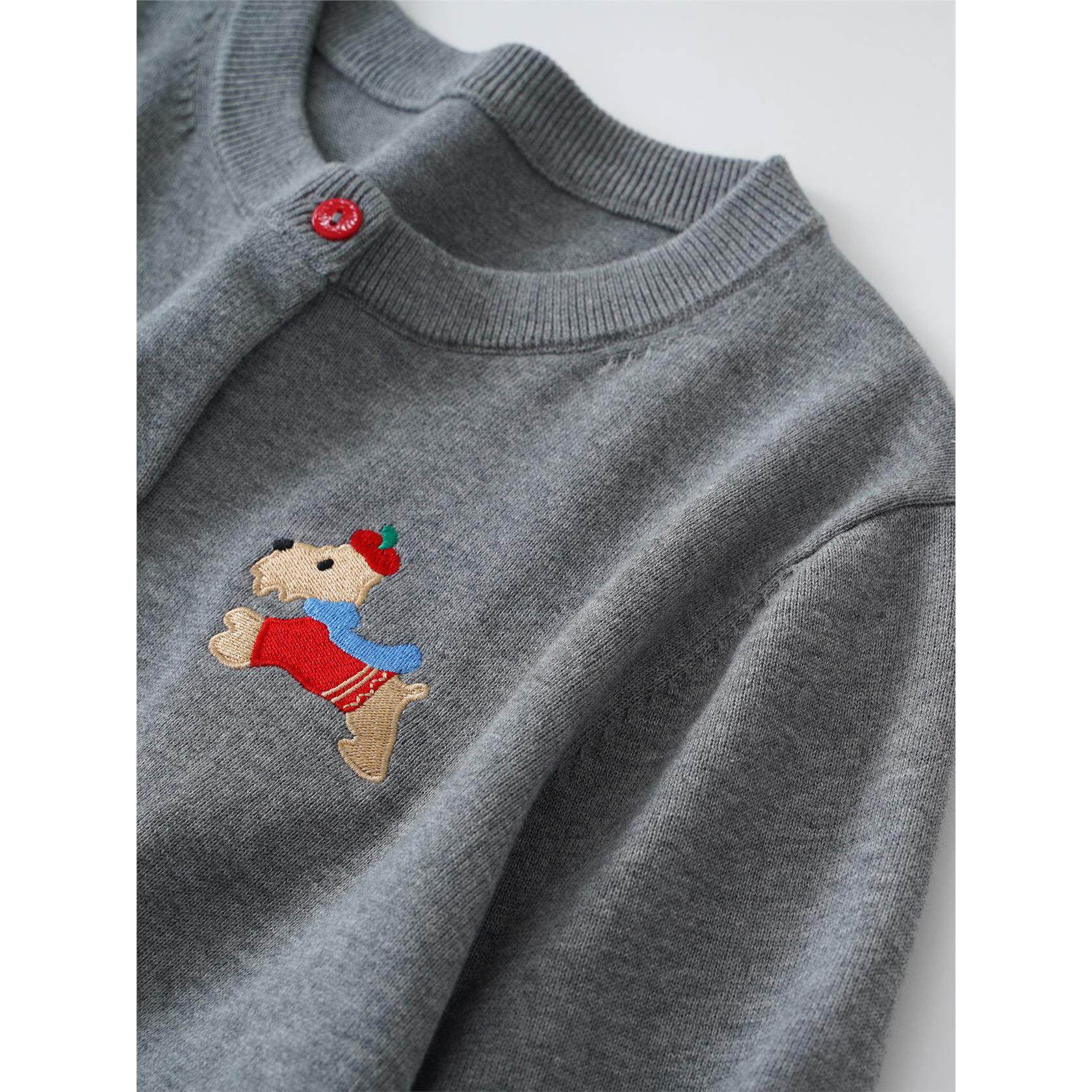 彩扣款 帽子狗狗刺绣 100%棉 圆领针织衫女士薄开衫春秋毛衣外套4,淘宝优惠券,粉丝福利购,淘宝优惠卷