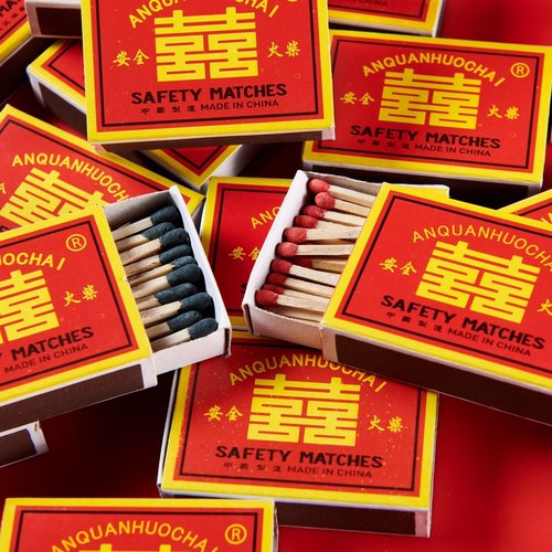 老式安全火柴喜庆婚礼洋火老式火柴100盒复古野外户外点火火材 - 图1