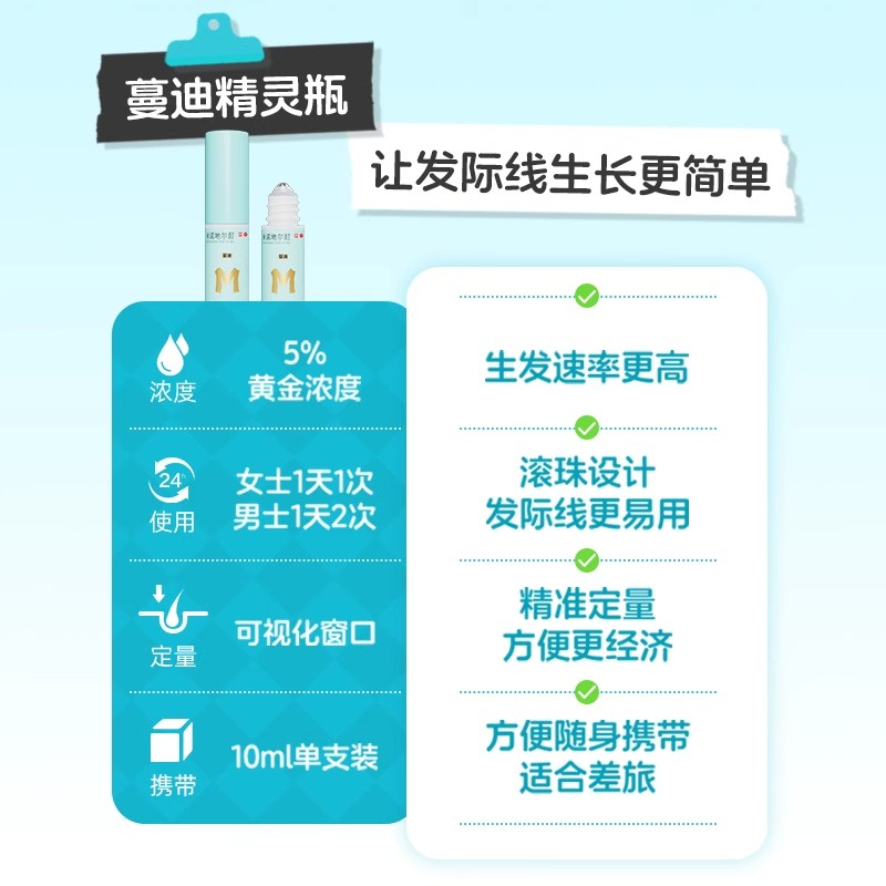 蔓迪精灵瓶米诺地尔酊男女性生发液脱发发际线增长曼迪官方旗舰店