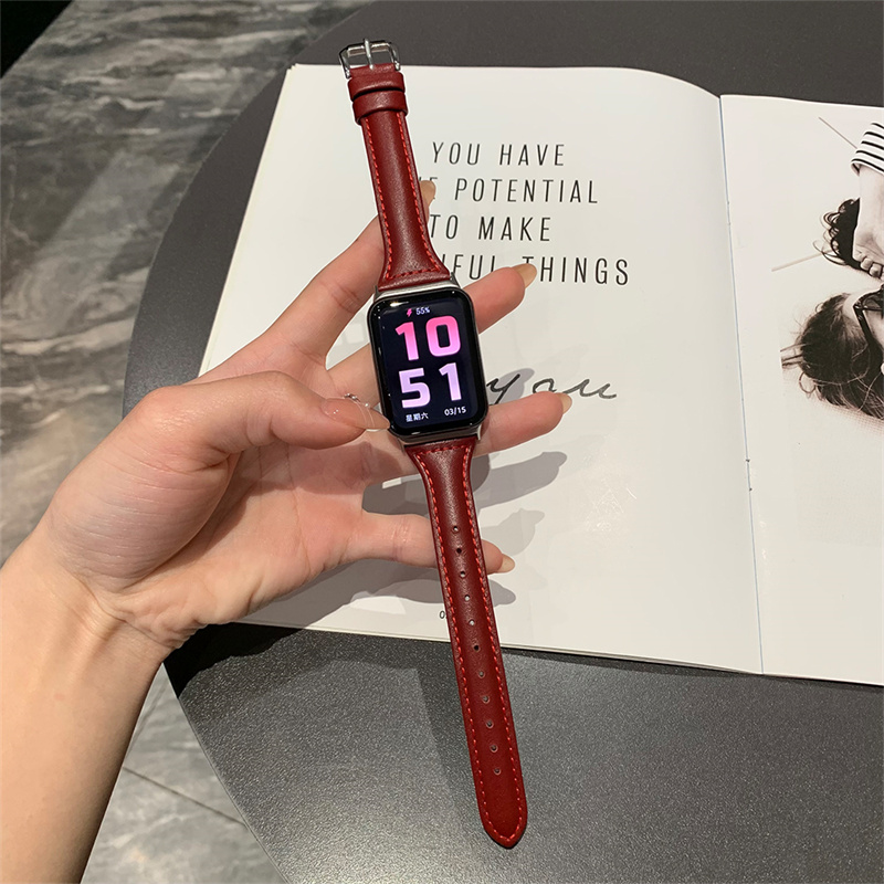 适用小米手环8pro双面真皮98pro腕带高级女红米watch54智能表带夏 - 图0