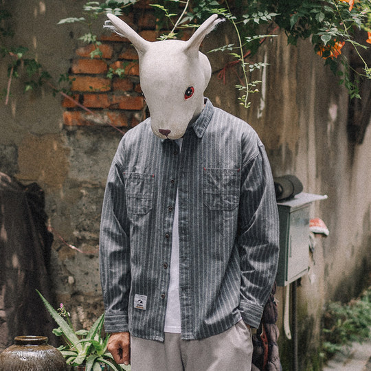 Rabbit Sex Retro Striped Long Sleeve Shirt Men's Shirt