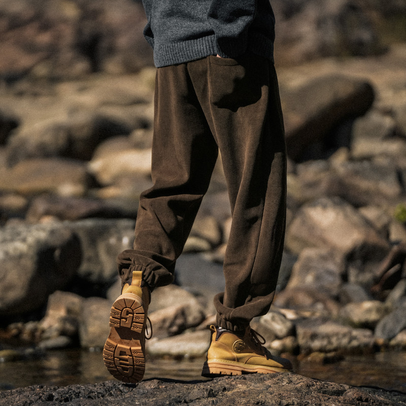 兔先森冬季日系质感雪尼尔加绒加厚束脚卫裤男抽绳式松紧腰休闲裤,淘宝优惠券,粉丝福利购,淘宝优惠卷