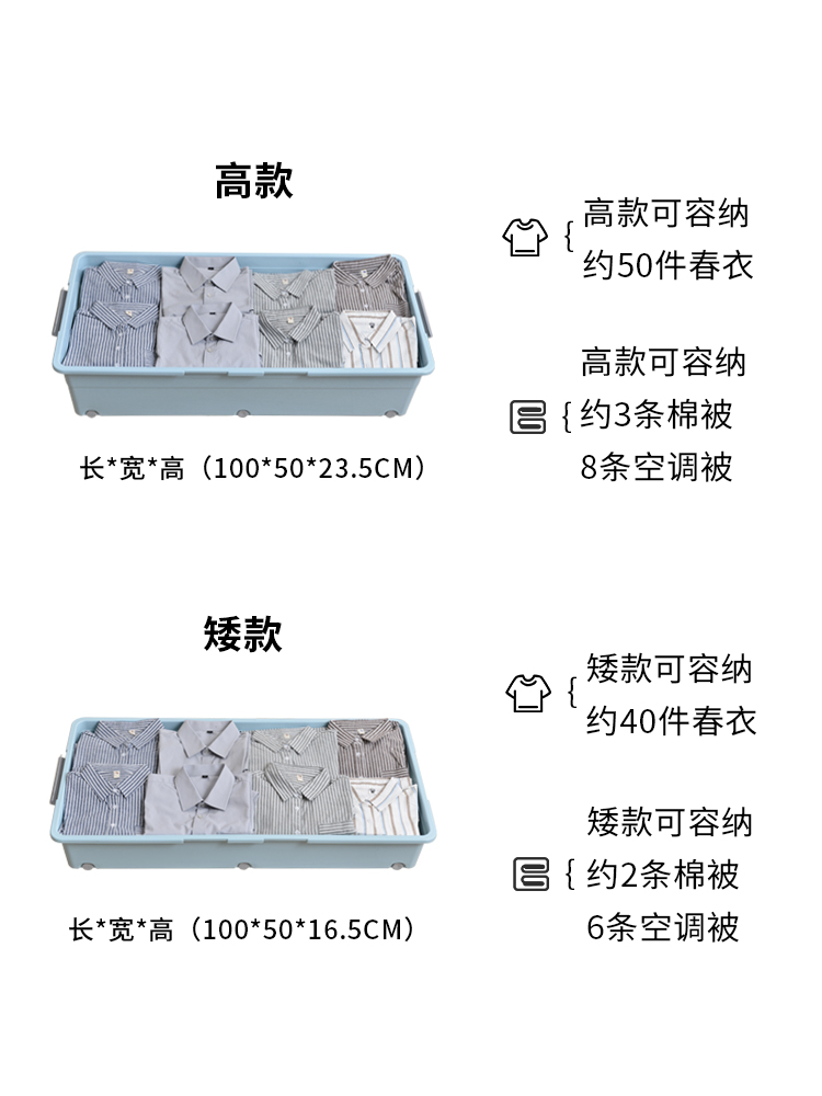 塑料衣物床底收纳箱收纳盒玩具收纳柜子整理箱扁平储物箱被子下床 - 图1