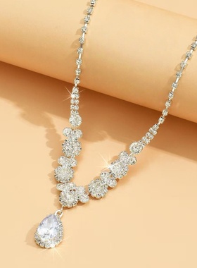 轻奢闪钻锆石项链女婚礼宴会