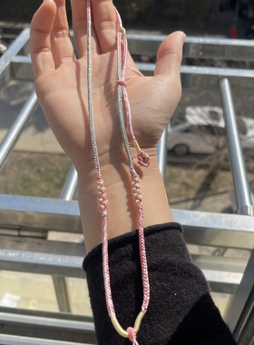 小红书新款锦鲤少女心粉色编绳项链手工编织简约百搭闺蜜女友礼物