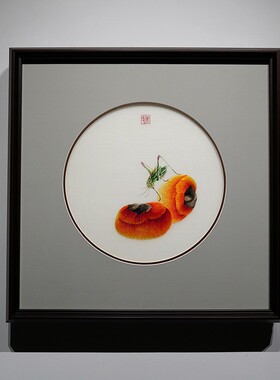 手工新中式风刺绣电表箱装饰画