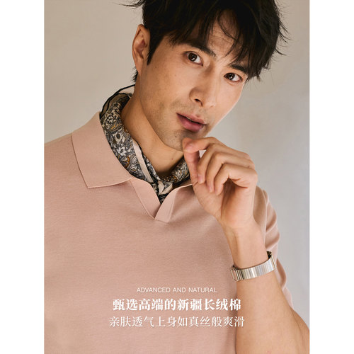 【优雅绅士】细腻长绒棉四平针法 高端海鸥领意式短袖T恤 DAT941 - 图3