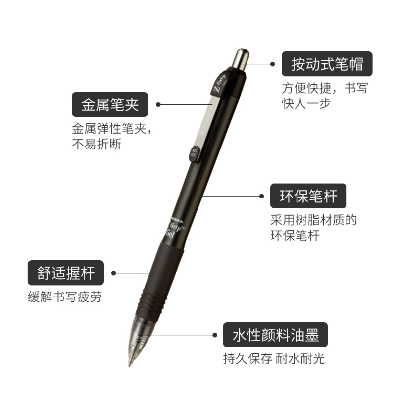 日本ZEBRA斑马JJ3中性笔 ZGrip系列按动水笔0.5mm学生用黑红蓝笔CJJ3-CN中性笔斑马旗舰店官网笔正品文具用品 - 图1