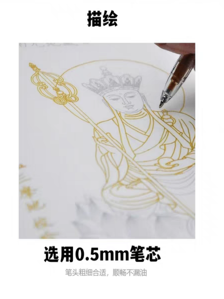 金色笔芯05mm抄经笔佛像临摹画册描经笔细头抄经笔芯05描像金色笔 - 图0