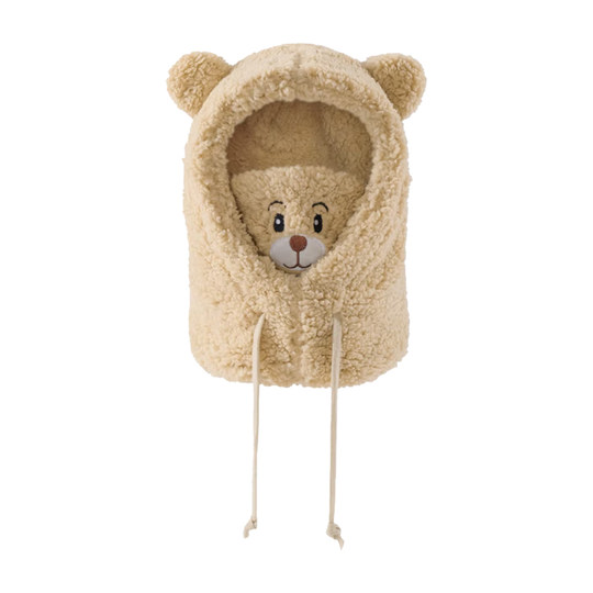 Bear hat winter cute scarf mask hooded women's windproof and warm all-in-one ear protection hat winter plush scarf
