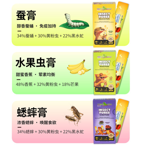 瑞皮Reptizoo爬宠蟋蟀昆虫膏便携果泥豹纹守宫鬃狮睫角蜥蜴保鲜粮 - 图0