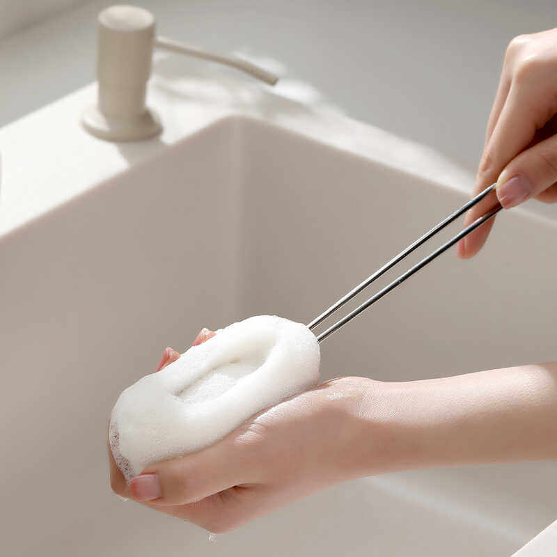 奶瓶刷不锈钢海绵杯刷夹可替换海绵多功能家用清洁刷百洁抹布夹子,淘宝优惠券,粉丝福利购,淘宝优惠卷