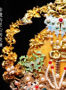 新娘结婚团扇中式古风秀禾服diy材料包重工双面成品手工高级喜扇