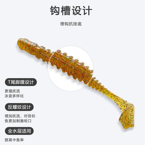 LYDAYE浮水T尾TPE路亚软饵耐咬假饵软高弹加盐加腥翘嘴鲈鱼鳜鱼 - 图0