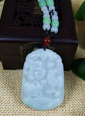 三合天然翡翠创意男女款朋友玉佩