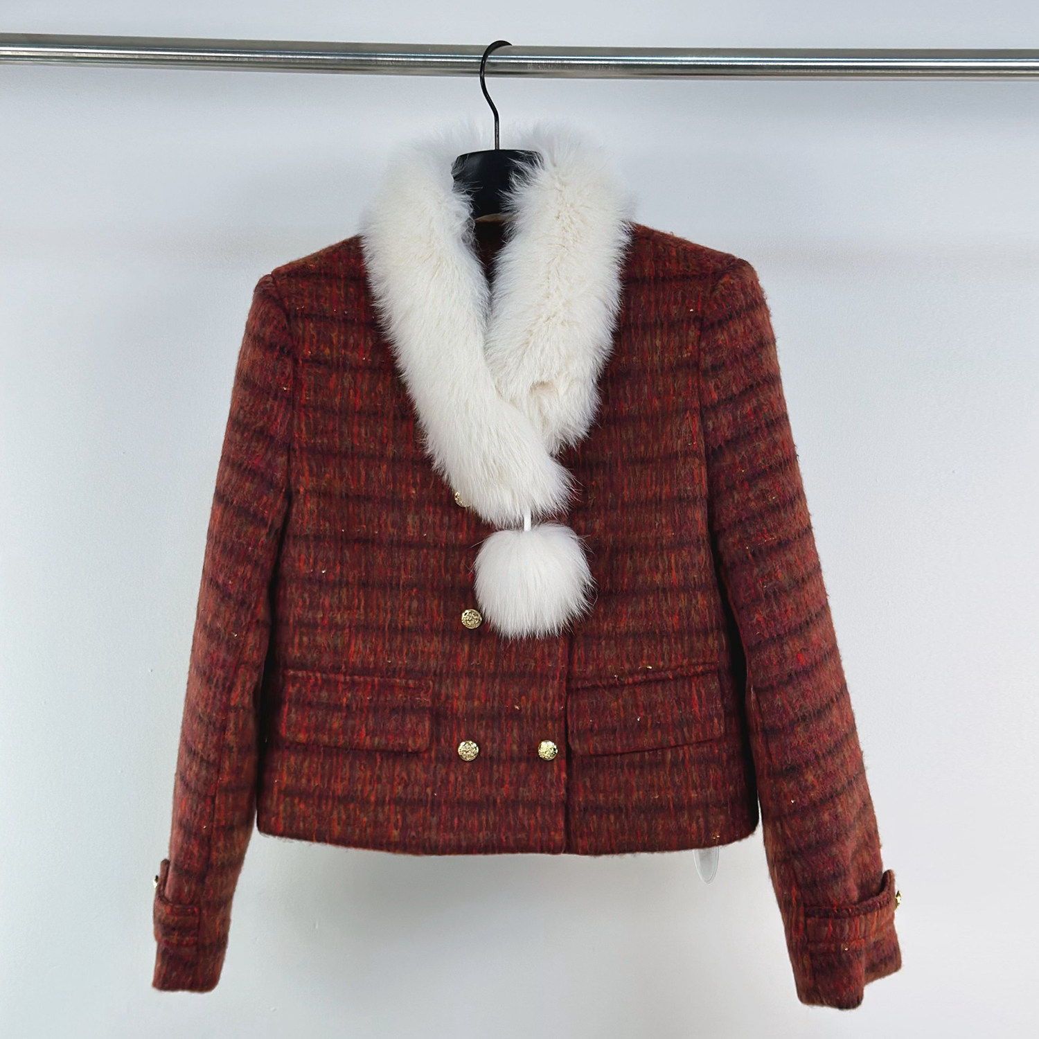 狐狸毛围脖小香风羽绒套装女冬富家千金穿搭毛呢外套半身裙两件套,淘宝优惠券,粉丝福利购,淘宝优惠卷