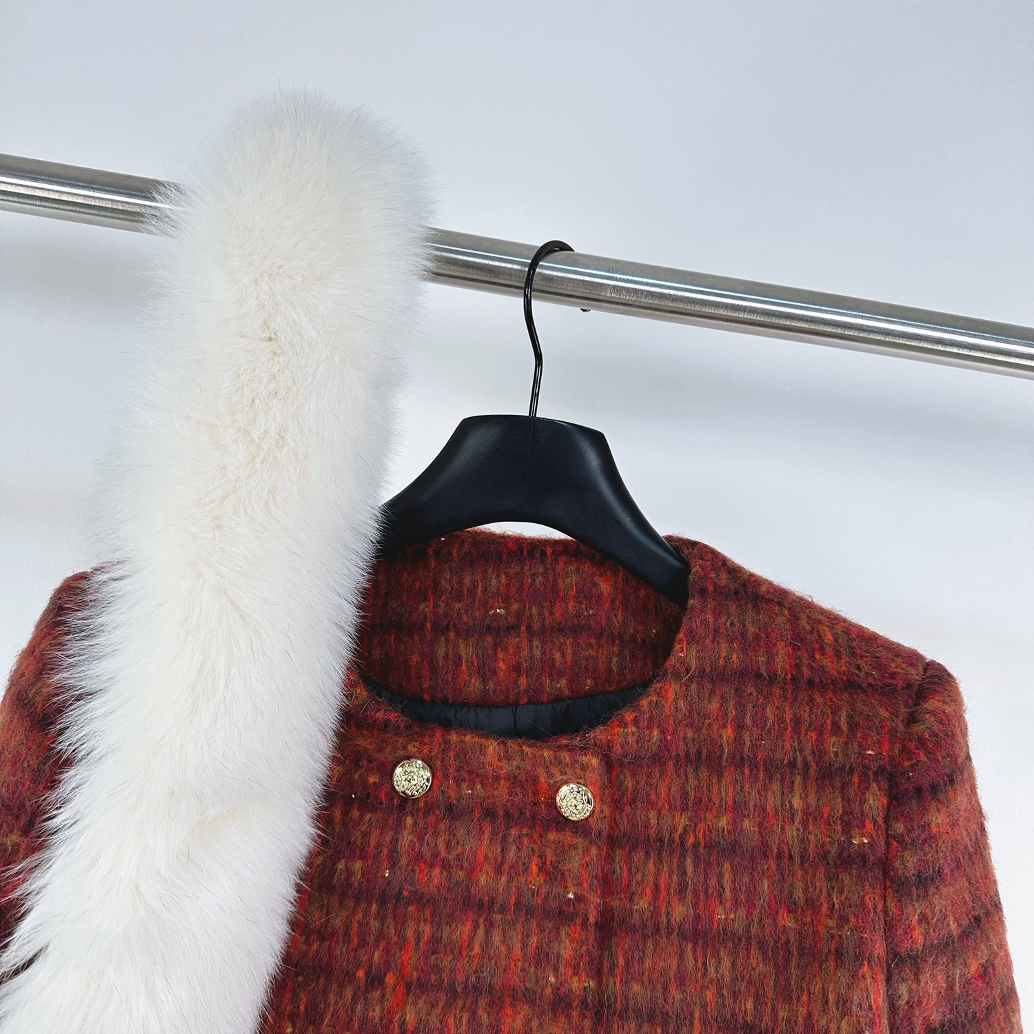 狐狸毛围脖小香风羽绒套装女冬富家千金穿搭毛呢外套半身裙两件套,淘宝优惠券,粉丝福利购,淘宝优惠卷