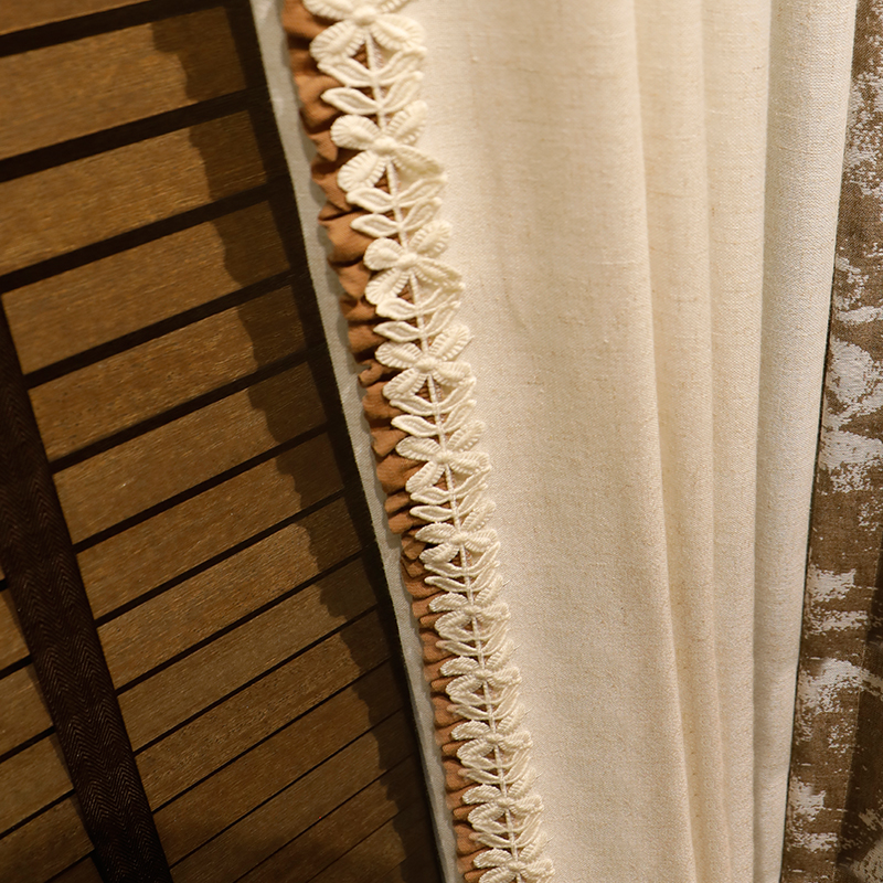 Original woven primary color linen, cotton and linen curtains, curtains, living room, bedroom, balcony bay window, Japanese style log style 2025 new style