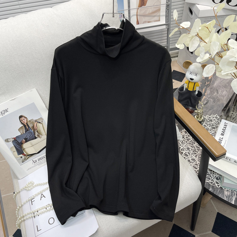 胡子叔大码女装黑色打底衫螺纹秋冬长袖高领内搭加厚磨毛百搭上衣,淘宝优惠券,粉丝福利购,淘宝优惠卷