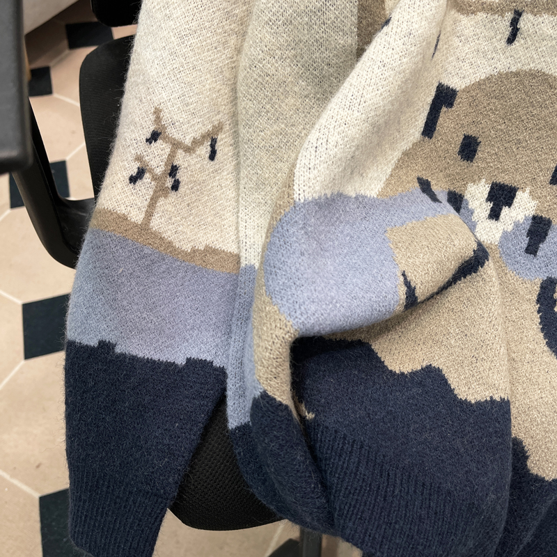 胡子叔大码女装胖mm宽松圆领长袖套头可爱卡通针织衫女休闲服毛衣 - 图2