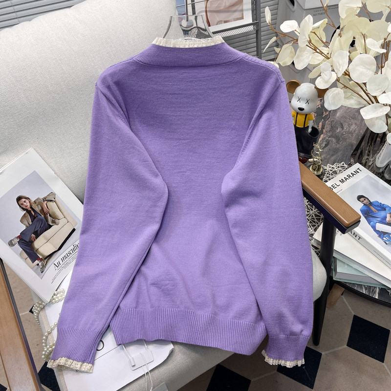 胡子叔大码女装法式高龄蕾丝花边打底针织衫内搭毛衣百搭上衣女,淘宝优惠券,粉丝福利购,淘宝优惠卷