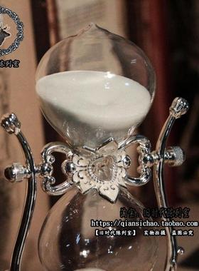 白色金属玻璃可旋转沙漏计时器