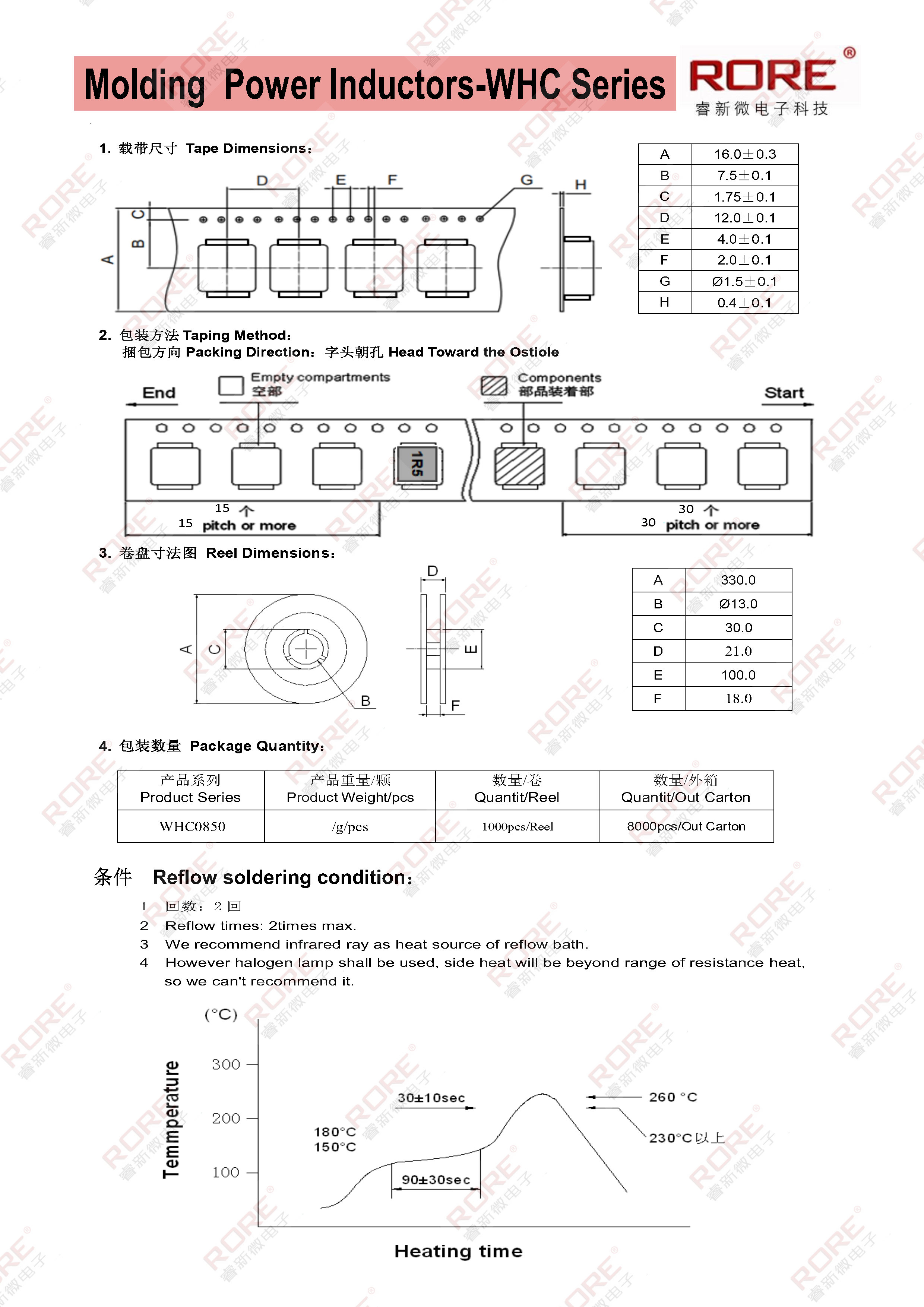 一体成型贴片功率电感WHC0850(8*8*5) 1R0/2R2/4R7/10/15/22/33UH - 图0