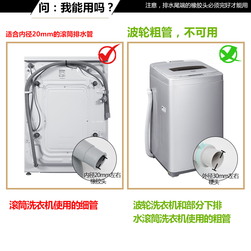 适用海尔滚筒洗衣机排水专用加长管延长管加接管出水管对接下水管