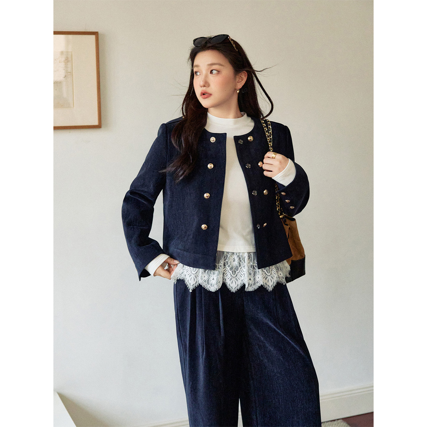 潘不卷大码女装胖mm韩系显瘦秋冬叠穿拼接蕾丝纯白打底衫显瘦上衣,淘宝优惠券,粉丝福利购,淘宝优惠卷