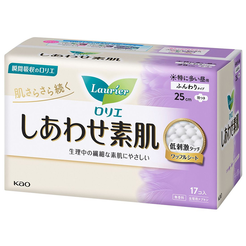 日本进口花王乐而雅F系列日用卫生巾量多护翼25cm*17敏感肌无荧光